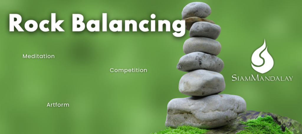 Header image depicting a pile of stacked rocks on a zen-like background along with the words, meditation, competition, and artform.